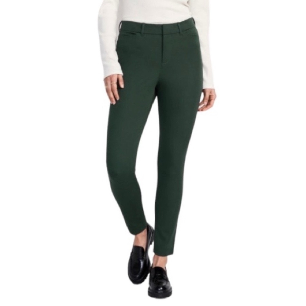 Old Navy Pixie Pants Women 6 Green Mid Rise Ankle Stretch Chino Trousers
